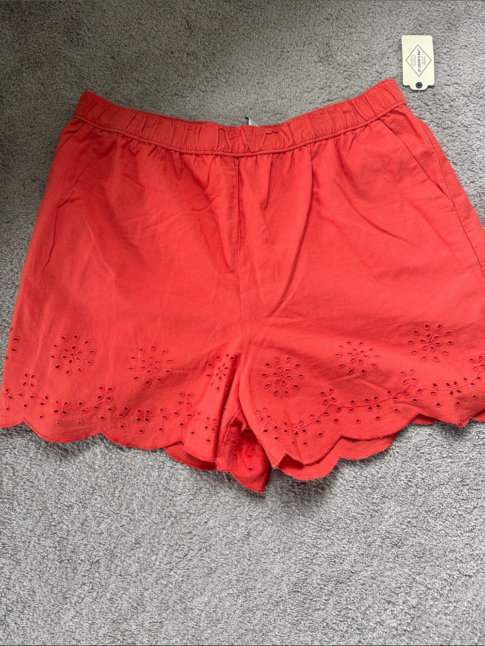 St. John's Bay Red High-Waist Eyelet Hem Shorts
